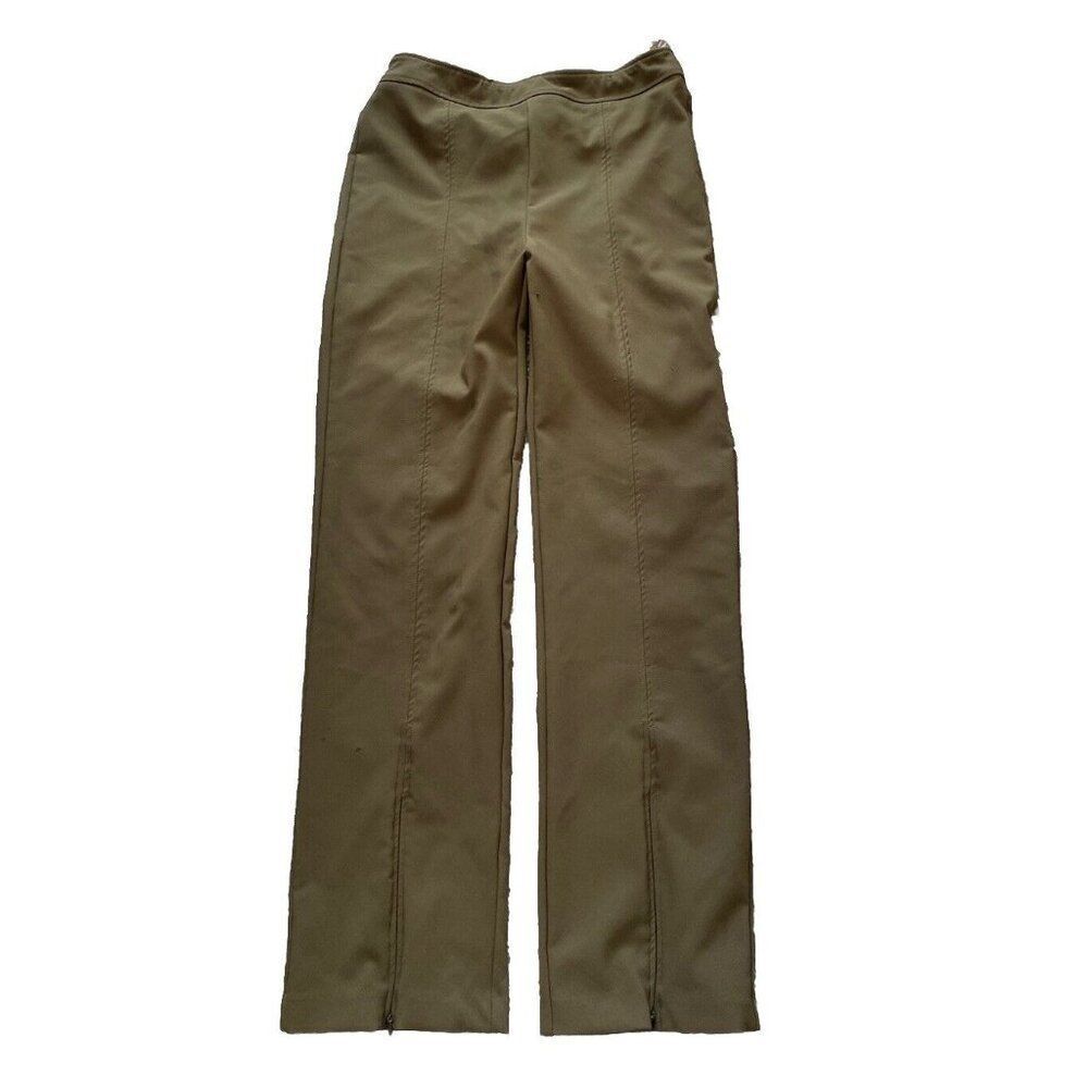 Rachel Zoe Pants Olive Green Stretch 6 Pull On Straight Fit Zippered Ends